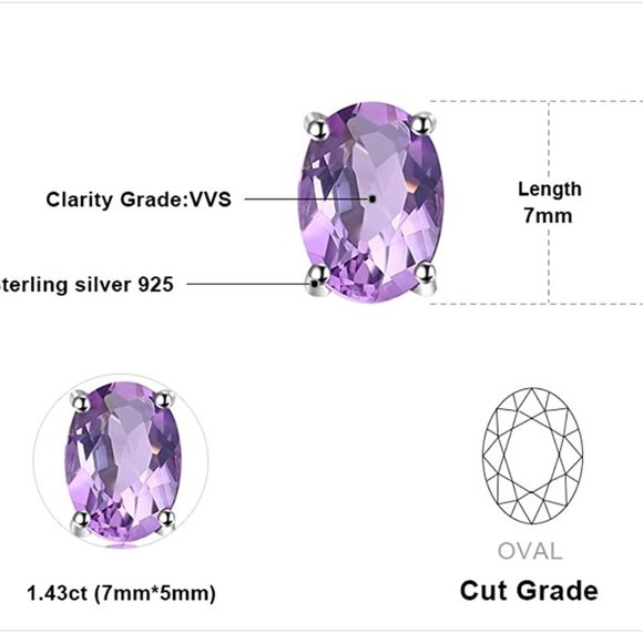 💜 1.43ct Amethyst Earrings - 925 Sterling Silver - Picture 5 of 6